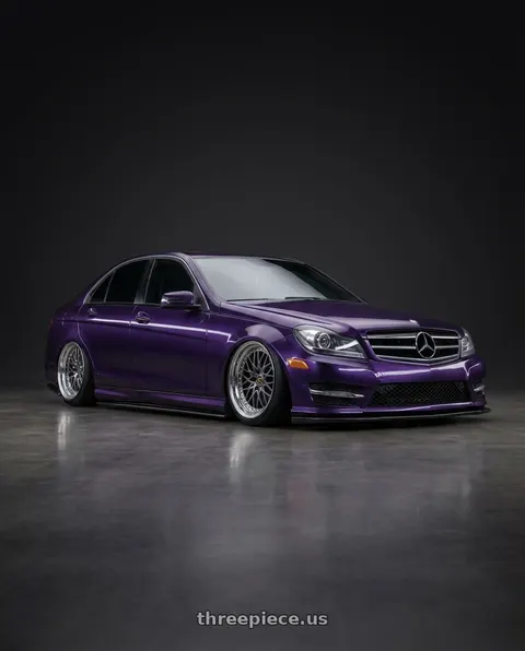 2010 Mercedes-Benz C300 with Work Vs-Xv 5x112 18x8.5+47 A Disk Brilliant Silver Black wheels