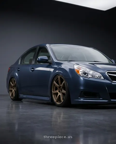 2014 Subaru Legacy with Work Emotion T7r 5x100 18x8.5 +45 Matte Bronze wheels