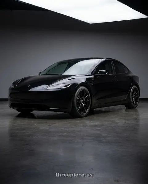 2025 Tesla Model 3 Long Range with Vors TR4 5x114.3 18x8.5  +35 Gloss Black wheels