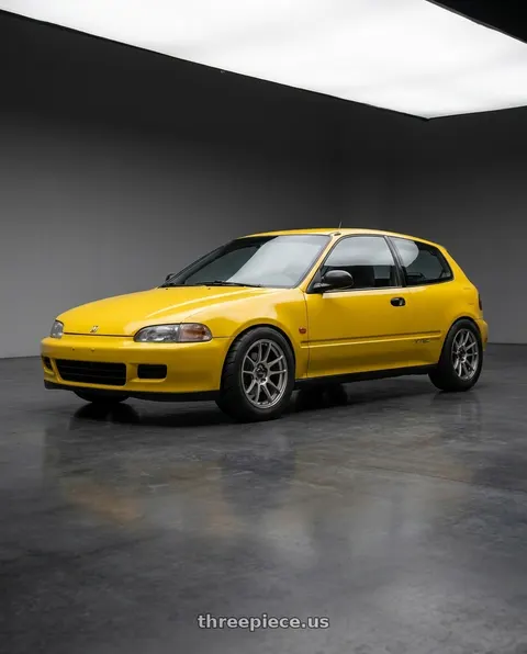 1994 Honda Civic with Konig Heliogram 4X100 15x8+36 Titanium Metallic Knurled Bead Flow Formed wheels