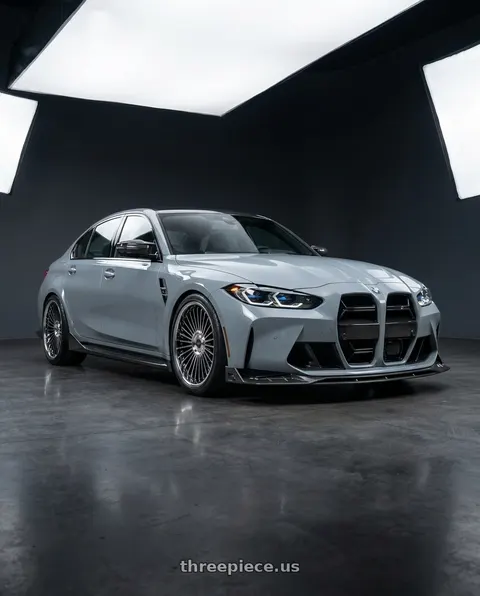 2022 BMW M3 with Work Emitz Black Polish 5x112 19x7.5 +22 wheels