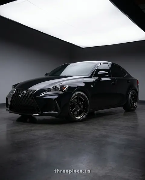 2018 Lexus IS300 F Sport with Aodhan DS09 5x114.3 19x8.5+35 Gloss Black W /Gold Rivets wheels