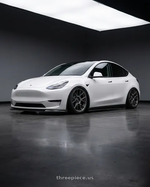 2025 Tesla Model Y with Konig Ampliform 5x114.3 19x9.5+35 Dark Metallic Graphite wheels