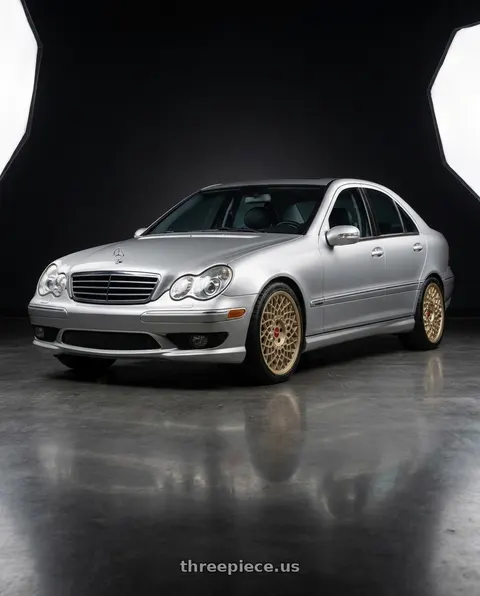 2006 Mercedes-Benz C55 AMG with Rotiform CJJ 5x112 19x8.5 +25 Matte Gold wheels