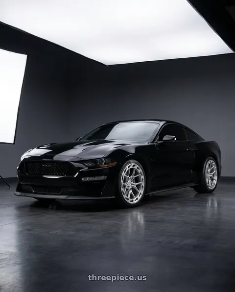2022 Ford Mustang GT with Rohana RFX19 5x112 20x9 +35 Machine Silver wheels