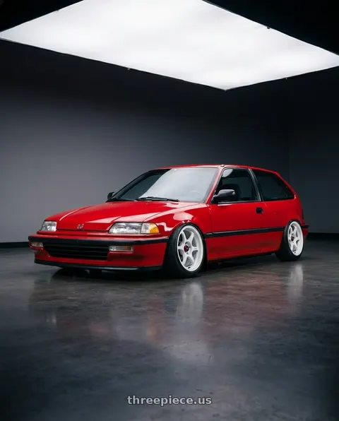 1990 Honda Civic with Enkei PF06 4x100 15x8+25 White Machined wheels