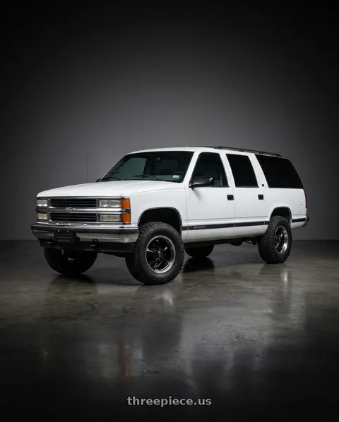 1997 Chevrolet C1500 with American Racing AR105 TORQ THRUST M 5X100 16X7 +35 GLOSS BLACK W/ MACHINED LIP wheels
