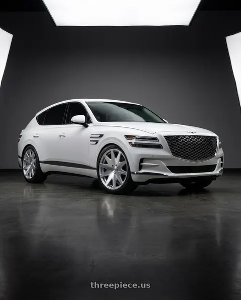 2027 Genesis GV80 with MRR HR3 5x114.3 22x9  +20 Silver Machine Face wheels