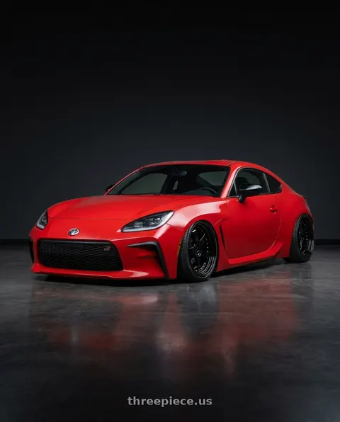 2022 Toyota GR86 with Aodhan AH03 5x114.3 19x11+15 Gloss Black W /Gold Rivets wheels