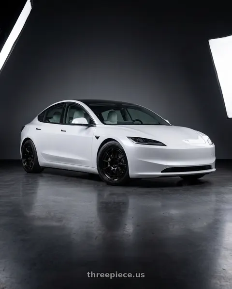 2026 Tesla Model 3 with Advan Racing RG-D2 5x114.3 18x9.5 +22 SEMI GLOSS BLACK wheels
