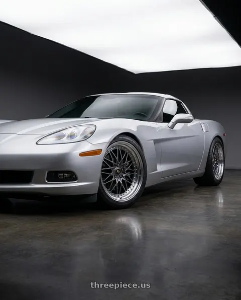 2005 Chevrolet Corvette with Work Vs-Xv 5x100 18x10+53 A Disk Brilliant Silver Black wheels