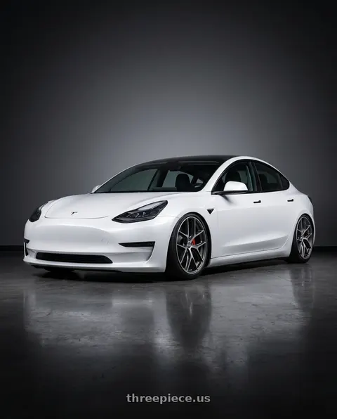 2023 Tesla Model 3 with BBS CC-R 5x114.3 19x8.5+30 Graphite w/ Diamond Cut Face wheels