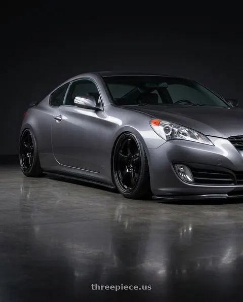 2014 Hyundai Genesis Coupe with Gram Lights 57CR 5x114.3 19x8.5+35 Glossy Black wheels