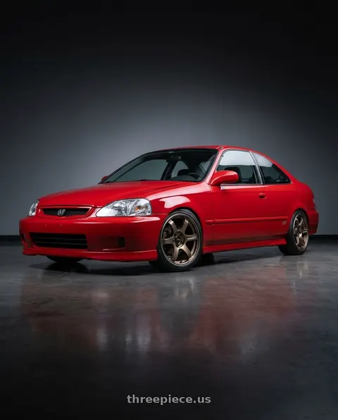 2001 Honda Civic with Advan Racing TC4 4x100 16x7.0 +42 UMBER BRONZE METALLIC & RING wheels