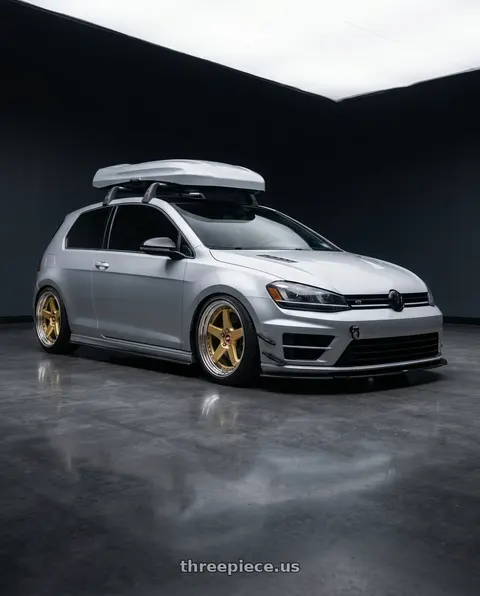 2015 Volkswagen GTI with Work Zistance W5s 5x112 19x9+35 w disk Gold wheels
