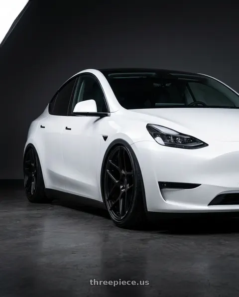 2024 Tesla Model Y with Aodhan AFF2 5x114.3 20x9+32 Matte Black wheels