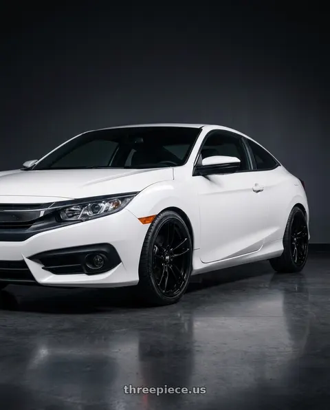 2017 Honda Civic with P51 Wheels 101RF 5X114.3 19x11 +50 Gloss Black wheels