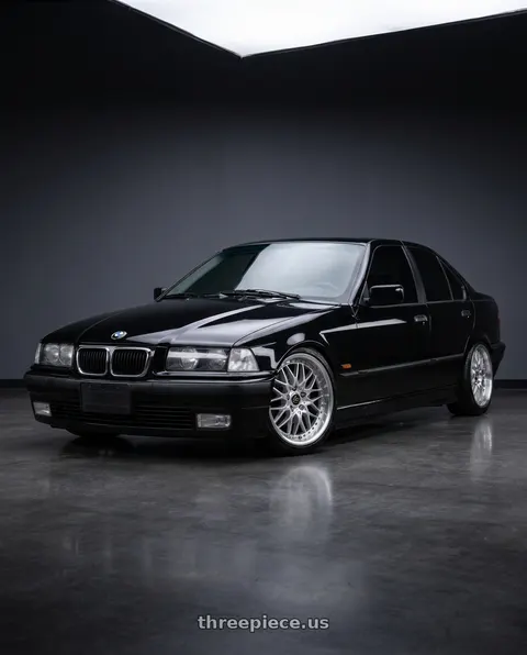 1998 BMW 328i with Work Vs-Xv 5x120 18x7.5+40 O Disk Silky Rich Silver wheels