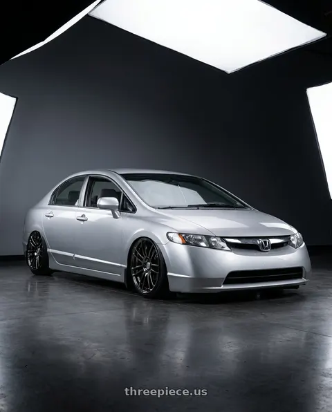 2007 Honda Civic with Stage Wheels Belmont 5x120 18x8.5 +35 Black Chrome wheels