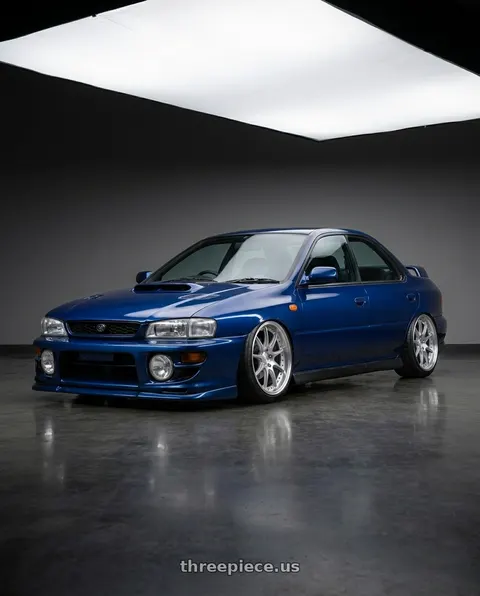 1998 Subaru Impreza with Aodhan DS07 5x100 18x8.5+35 Silver w/Machined Face wheels