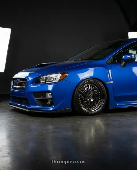 2018 Subaru WRX STI with Aodhan DS03 5x114.3 18x9.5 +30 Black Vacuum w/ Gold Rivets wheels