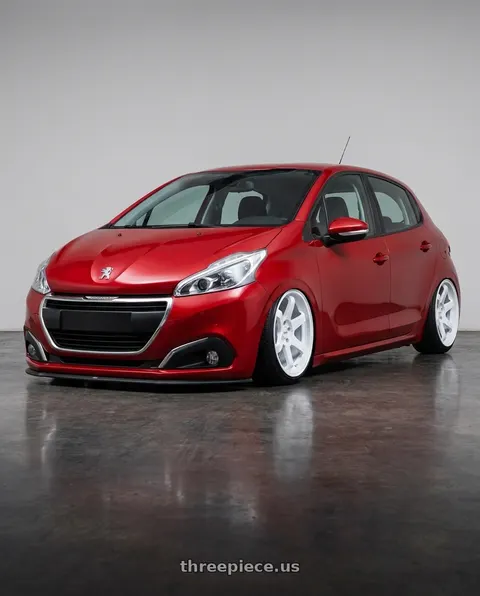 2017 Peugeot 208 with F1R F106 5x114.3 17x8 +35 White wheels