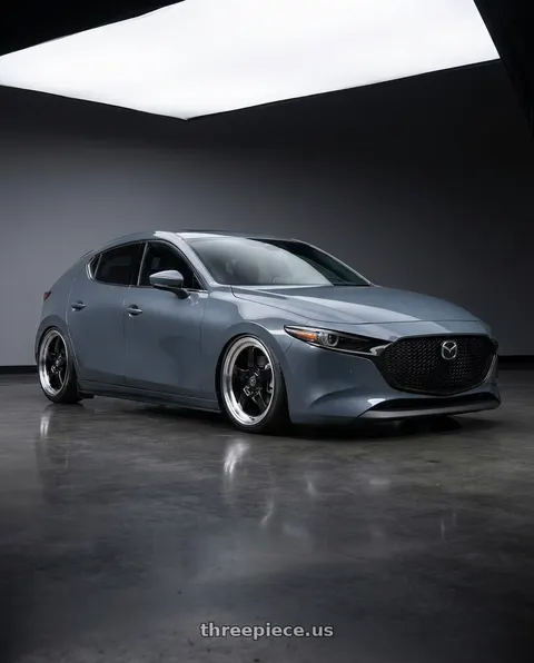2023 Mazda 3 with Forgestar D5 Drag 5x114.3 18x10 +42 Gloss Black Machined wheels