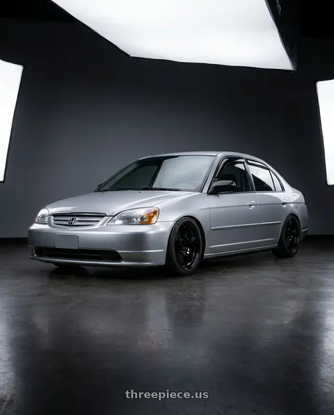 2002 Honda Civic with Gram Lights 57CR 4x100 17x7 +38 Gloss Black wheels