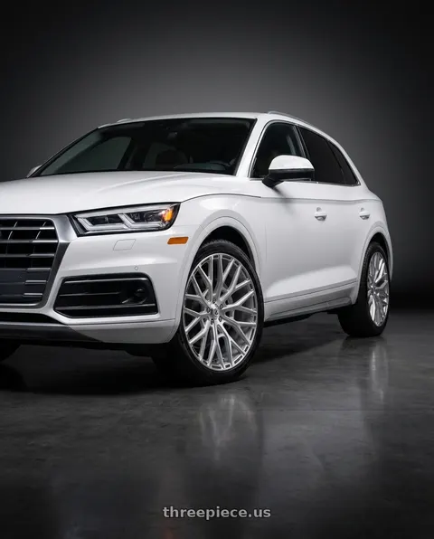 2018 Audi Q5 Premium Plus with Asanti Black ABL-21 LEO 5X112 20X8.5 +38 BRUSHED SILVER wheels