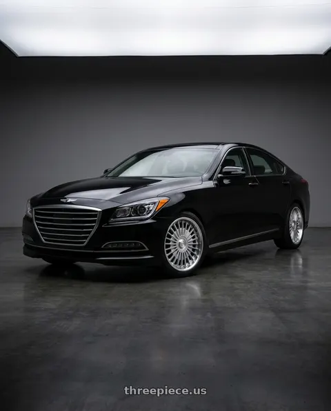 2016 Hyundai Genesis 3.8 with MRR VP4 5x114.3 19x8.5 +35 Silver Machined Lip wheels
