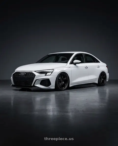 2024 Audi S3 with Gram Lights 57CR 5x112 19x8.5+45 Glossy Black wheels