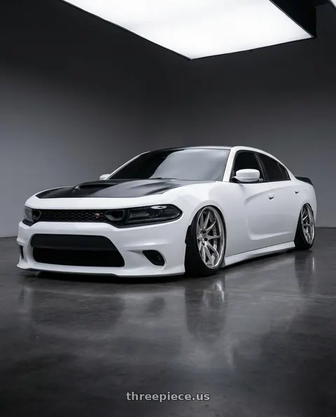 2021 Dodge Charger Scat Pack with Work Emotion Cr 3P 5x115 20x10.5+18 L Disk Burning Silver wheels