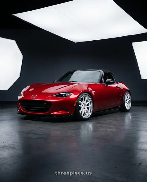 2024 Mazda MX-5 Miata with Work Cr 2P 4x100 17x8.0 +38 Gloss White wheels