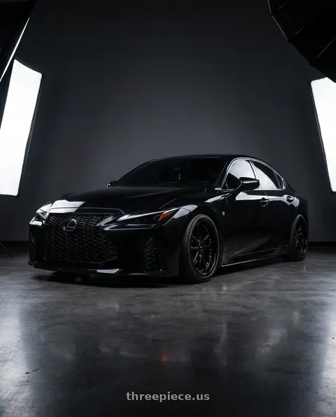 2025 Lexus IS350 with Vors AR5 5x114.3 17x9 +30 All Black Gold Rivet wheels