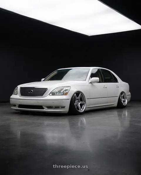 2004 Lexus LS430 with Work Emotion T5r 5x114.3 19x9.5 +35 Glow Silver wheels