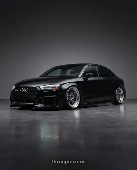2017 Audi RS3 with Work Vs-Xv 5x112 20x11+28 A Disk Brilliant Silver Black wheels