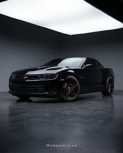 2015 Chevrolet Camaro SS with MARQUEE WHEELS M3259 5x120 20x10.5+38 BLACK / RED wheels