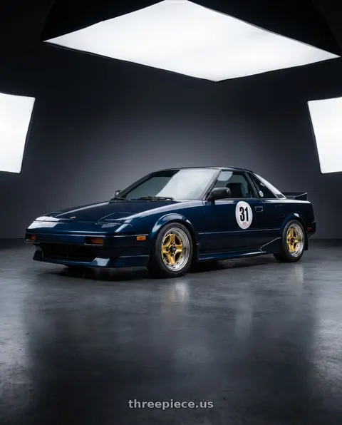 1987 Toyota MR2 with Work Equip 40 4x100 15x7 +32 o disk Sprint Gold wheels