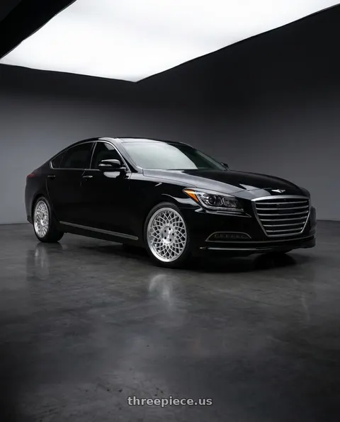 2016 Hyundai Genesis 3.8 with Rotiform CJJ 5x114.3 19x8.5 +35 Gloss Silver W/ Machined Lip wheels