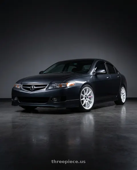 2005 Acura TSX with Work Emotion Zr10 5x114.3 17x8 +47 Azure White wheels