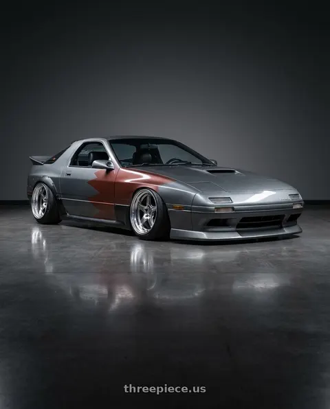 1987 Mazda RX-7 with Gram Lights 57CR 5x114.3 17x9 +38 GRACE SILVER wheels