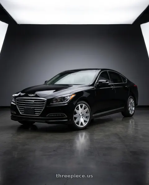 2016 Hyundai Genesis 3.8 with MRR HR3 5x114.3 19x8.5  +35 Silver Machine Face wheels