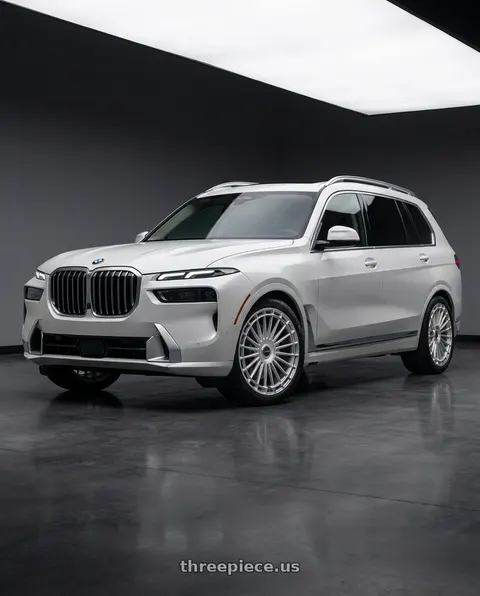 2025 BMW X7 with MV Forged MVF40 5x112 24x10 +30 Diamond Silver wheels
