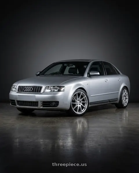 2005 Audi S4 with Aodhan AH09 5x112 18x8.5 +35 Gloss Silver Machined Face wheels