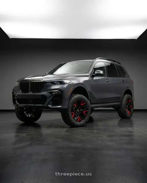 2024 BMW X7 M60i with MARQUEE WHEELS M3371 5x112 20x10.5+38 BLACK / RED wheels