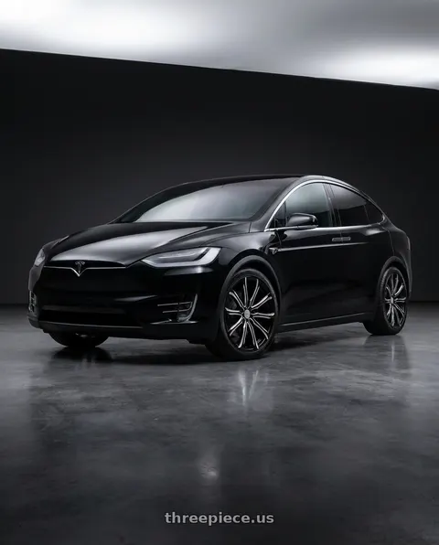 2018 Tesla Model X with ELURE 51 5X120 22x8 +38 BLACK AND MILLED wheels