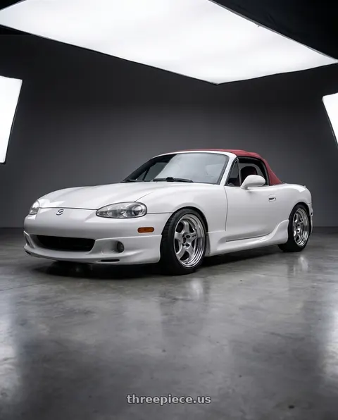 2003 Mazda Miata with Work Meister S1 2P 4x100 15x5.5+38 R Disk Silver wheels