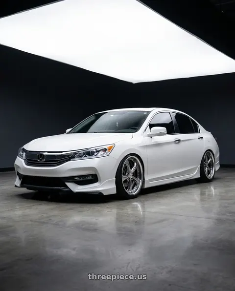2016 Honda Accord with Work Wheels VS-KF 5X114.3 19x7.5+27 Brilliant Silver Black O Disk FULL REVERSE wheels