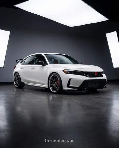 2025 Honda Civic Type R with Work Emotion Zr10 5x120 19x9.5 +30 Glim Black Diamond Rim cut wheels