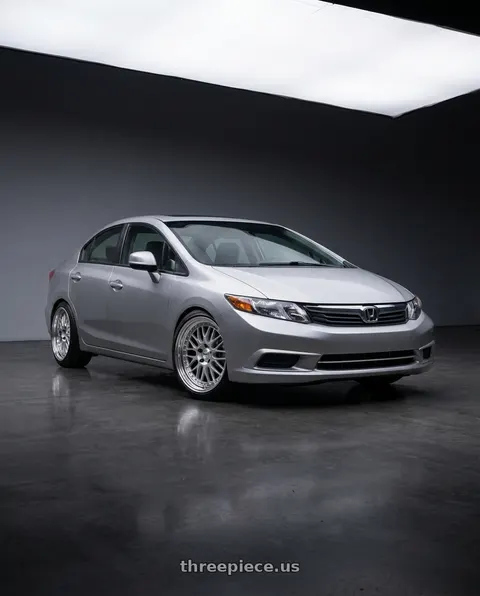 2012 Honda Civic EX with Work Meister M1 3p 5x114.3 16x6.5+37 O Disk Silver wheels